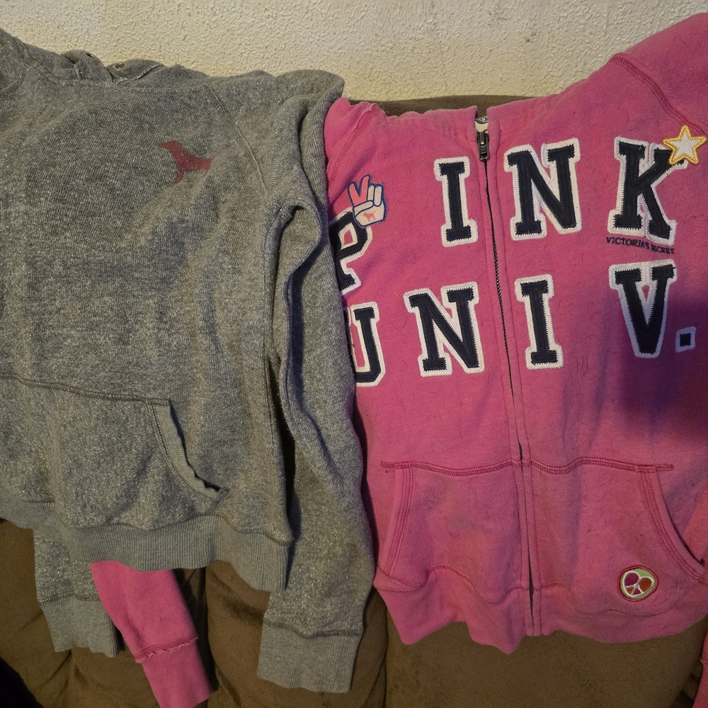Victoria's Secret Pink and Gray Ladys Hoodies